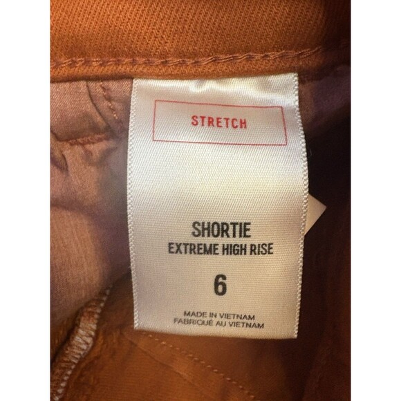 Express Shortie Extreme High Rise Shorts Paper Bag Mustard Rust Belted Casual - Picture 6 of 8